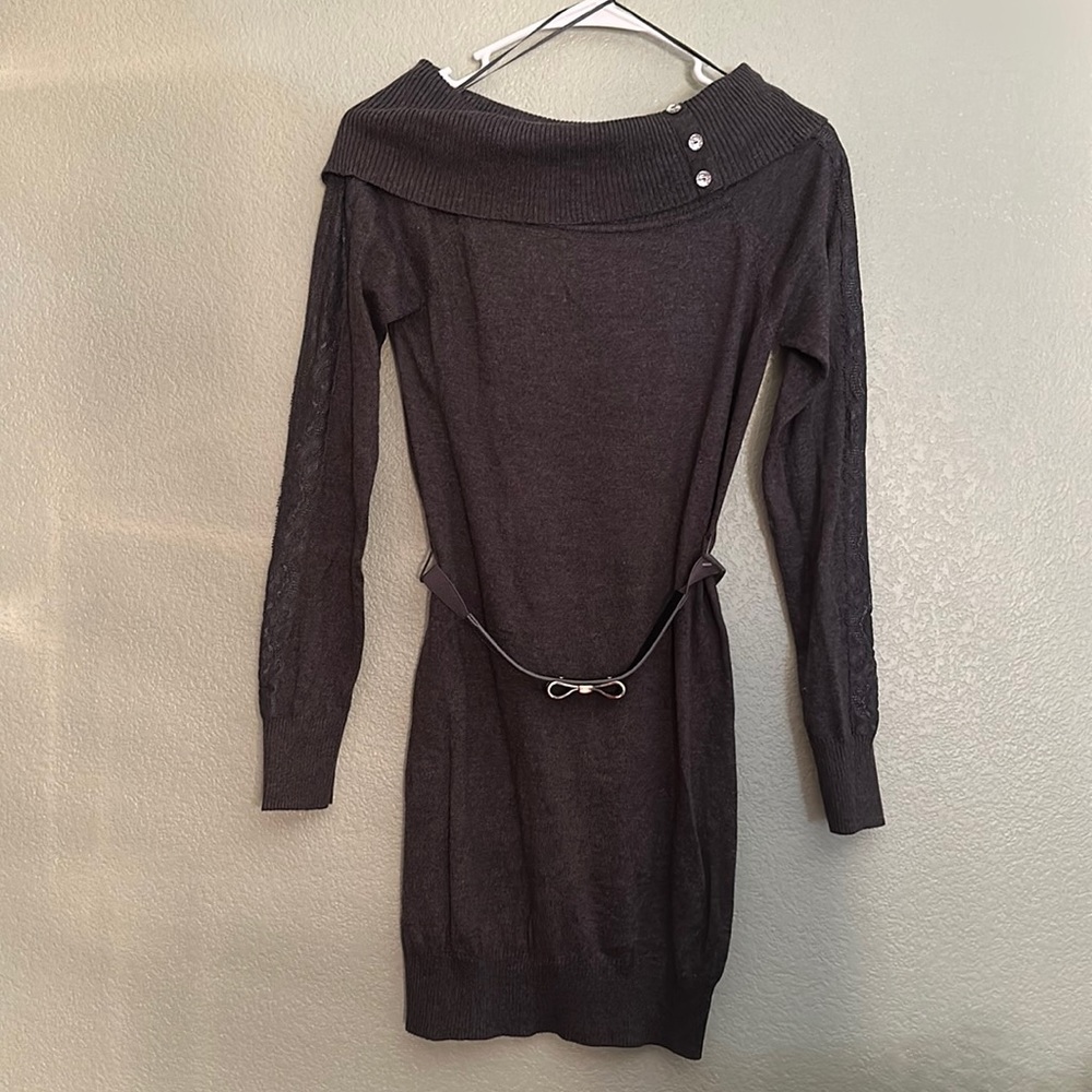 Candie’s Cowl Neck Grey Sweater Dress - Size M
